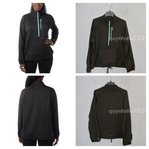 Champion Women's Quarter Zip Pullover Fleece Jacket in black